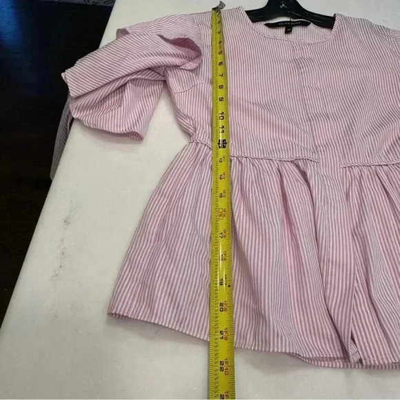 NWOT Walter Baker JORDAN TOP Blouse Pink Stripe Cotton Button Down Ruffle XS - Picture 7 of 8